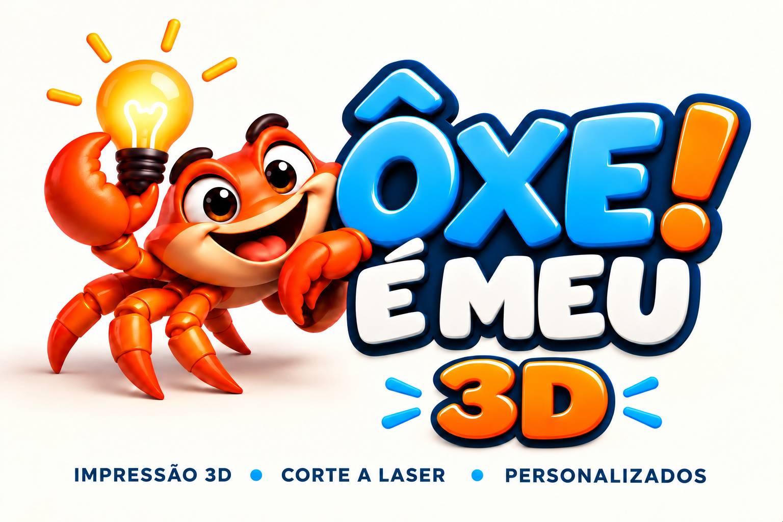 Ôxe! É meu — caranguejo criativo com uma lâmpada. Impressão 3D, corte a laser e personalizados.